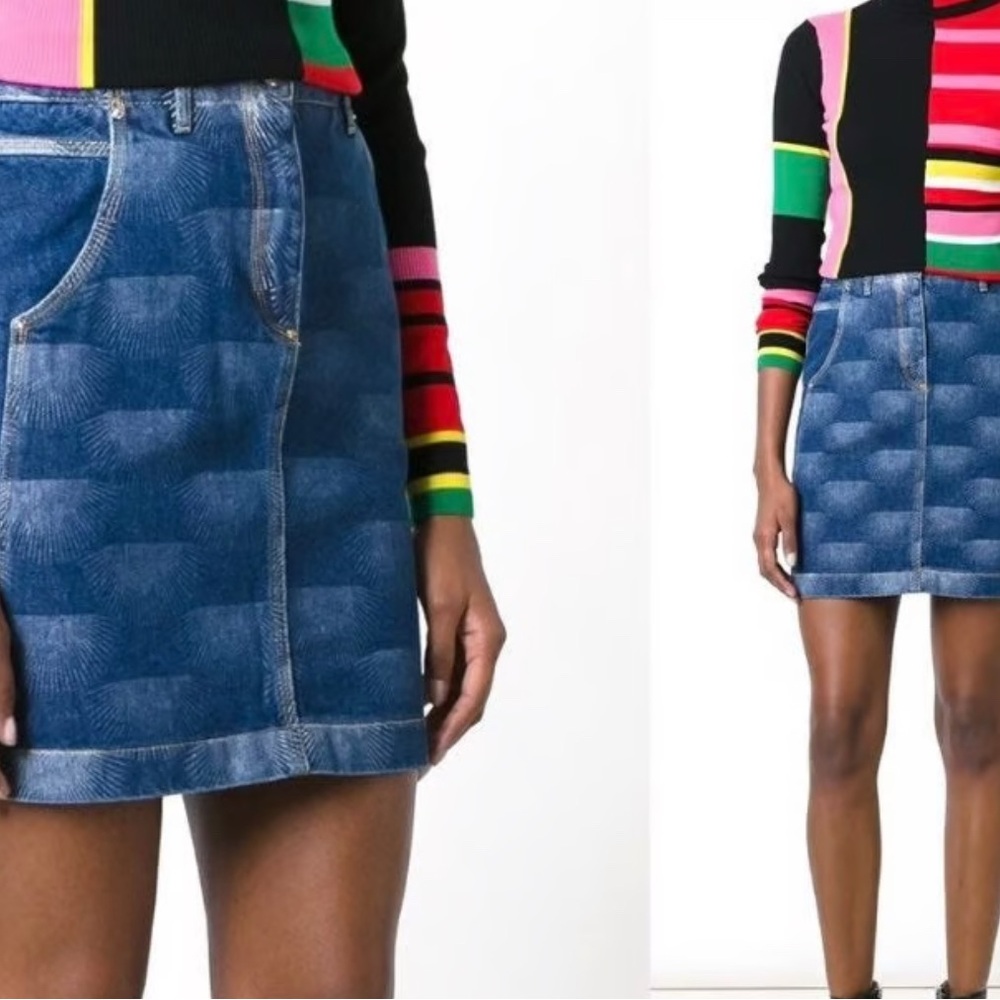 Kenzo Nagai Star A-Line Denim Mini Skirt